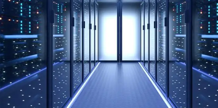 Modular data center wall panels forming server hall partitions in a modern facility